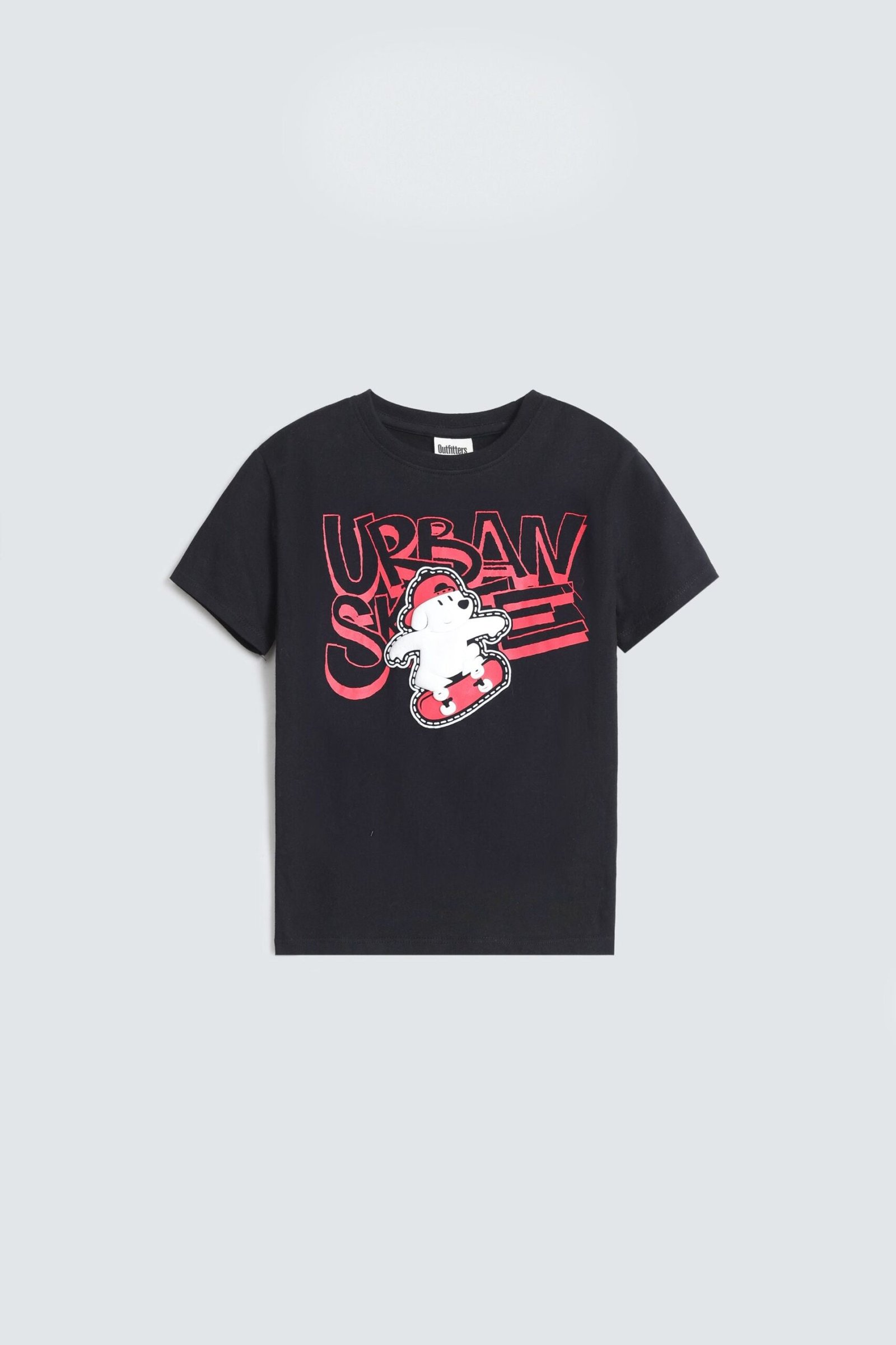 Slogan Print T-Shirt With Label Patch