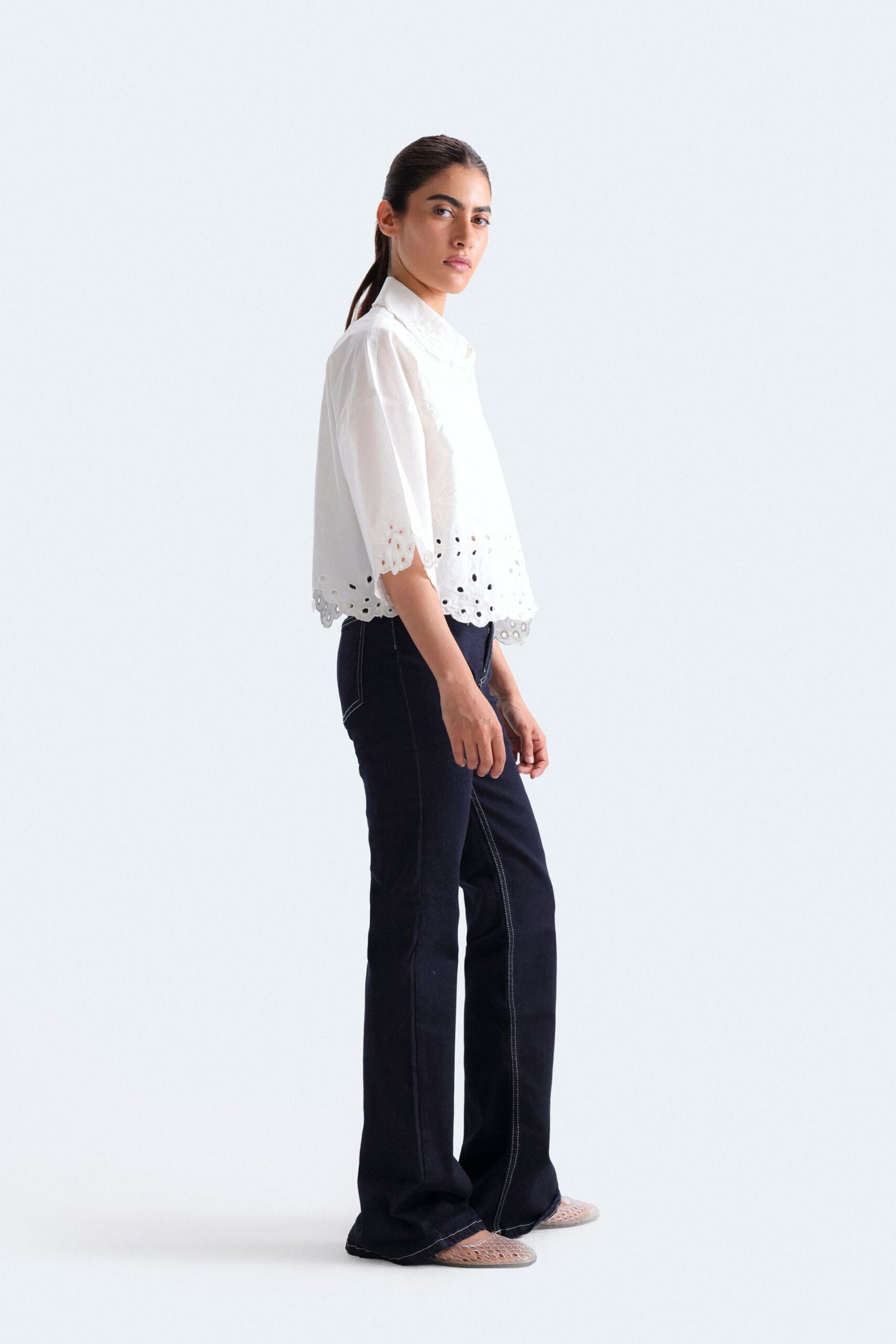 Cropped Embroidered Shirt - Image 3