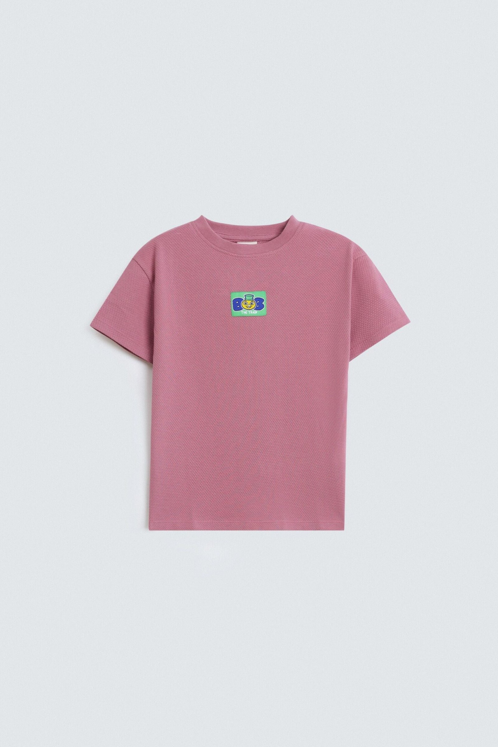 Textured T-Shirt With Label Patch