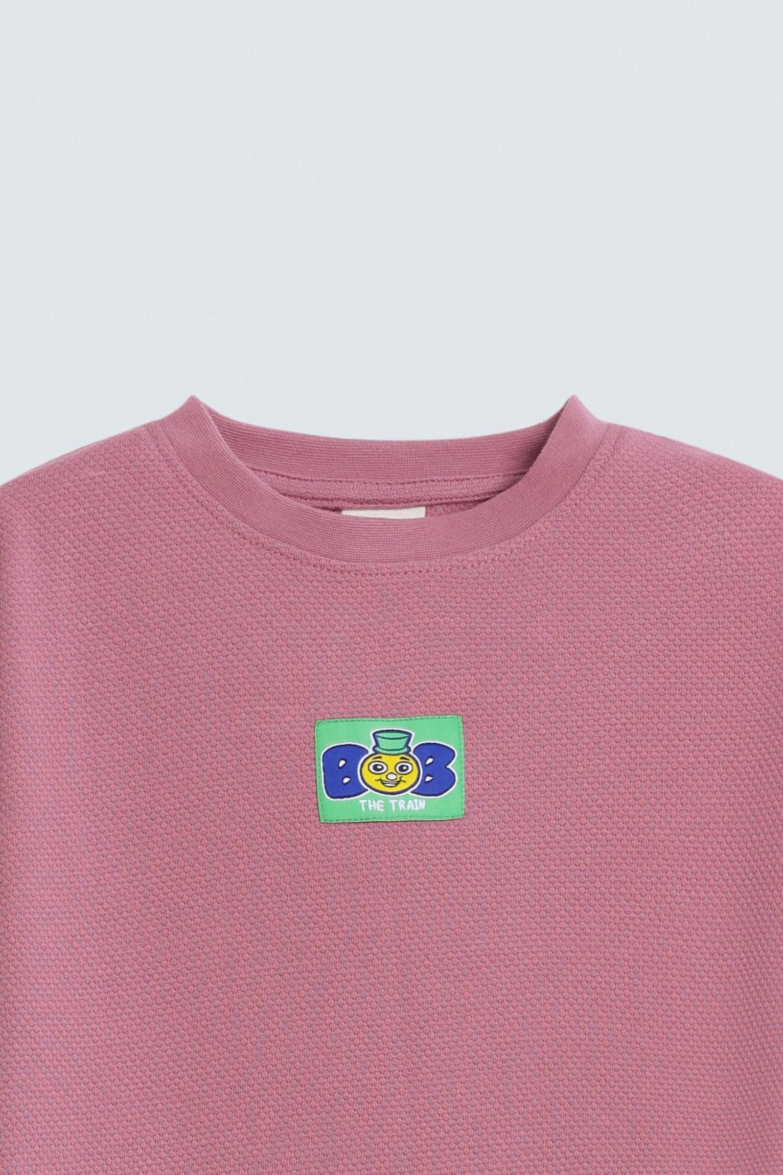Textured T-Shirt With Label Patch - Image 2