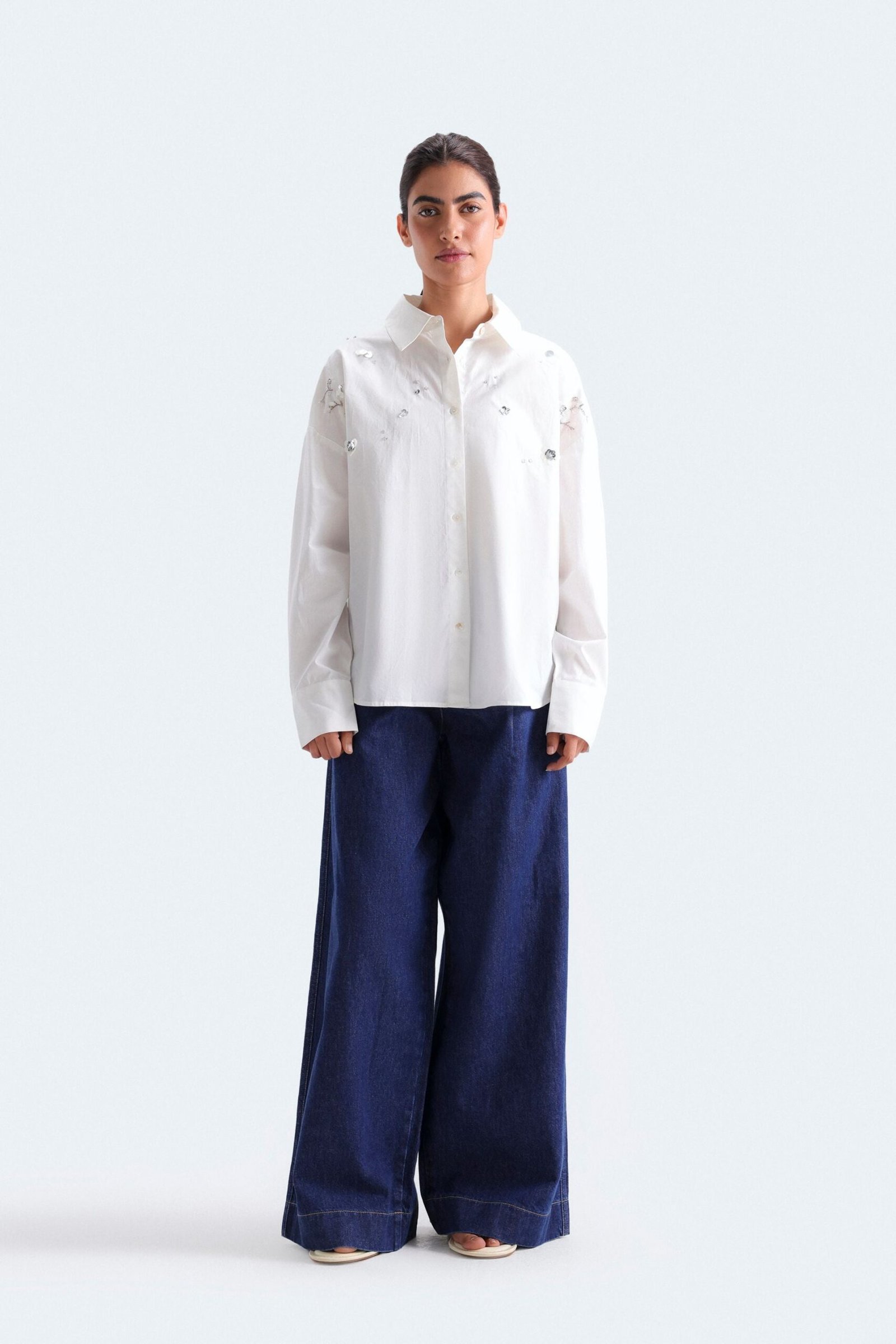 Cropped Embellished Shirt