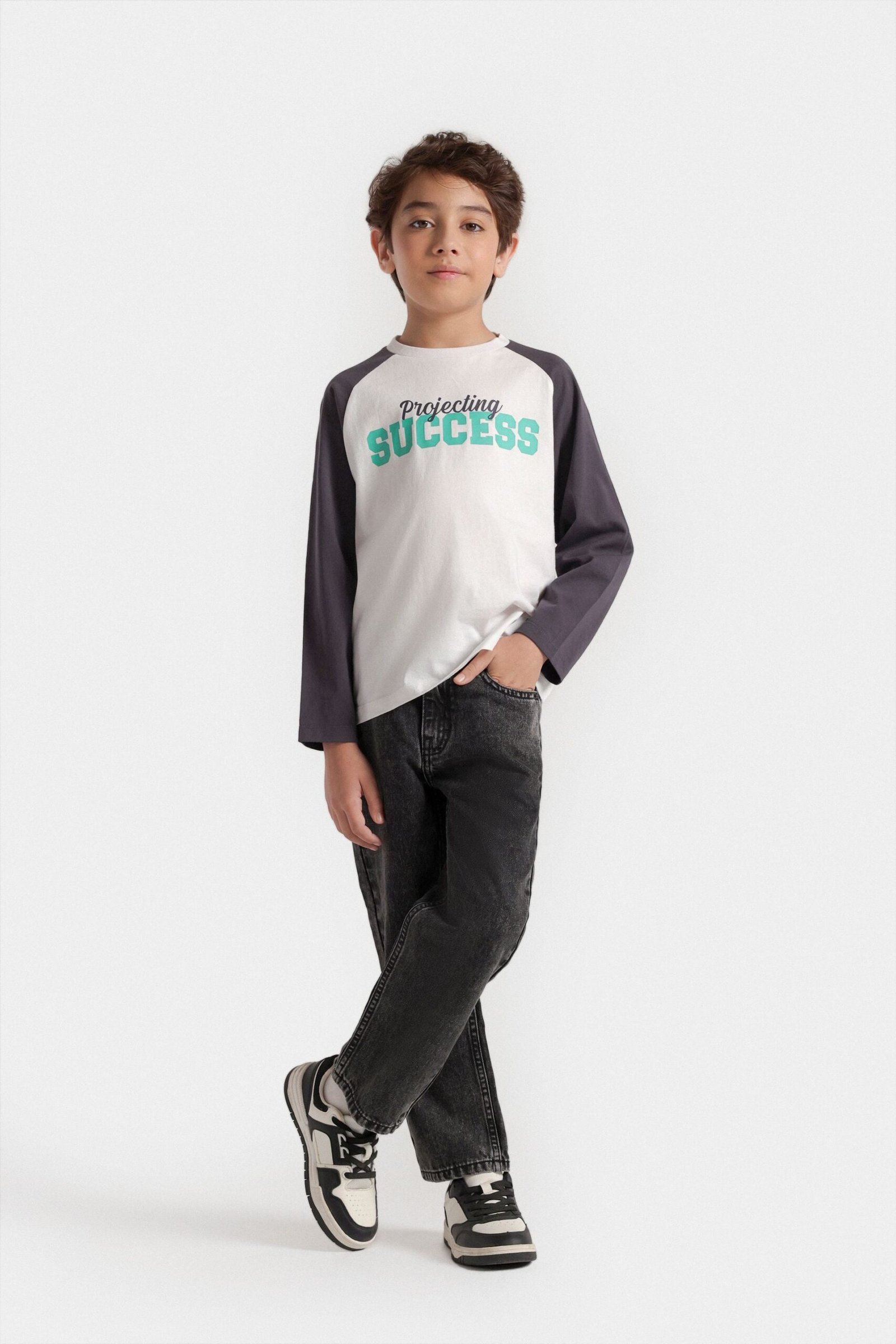 Raglan Slogan Print T-Shirt - Image 4