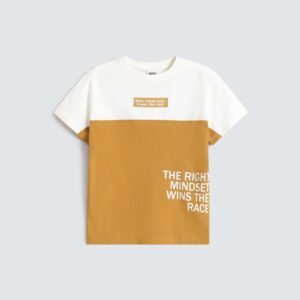 Cut & Sew Slogan Print T-Shirt