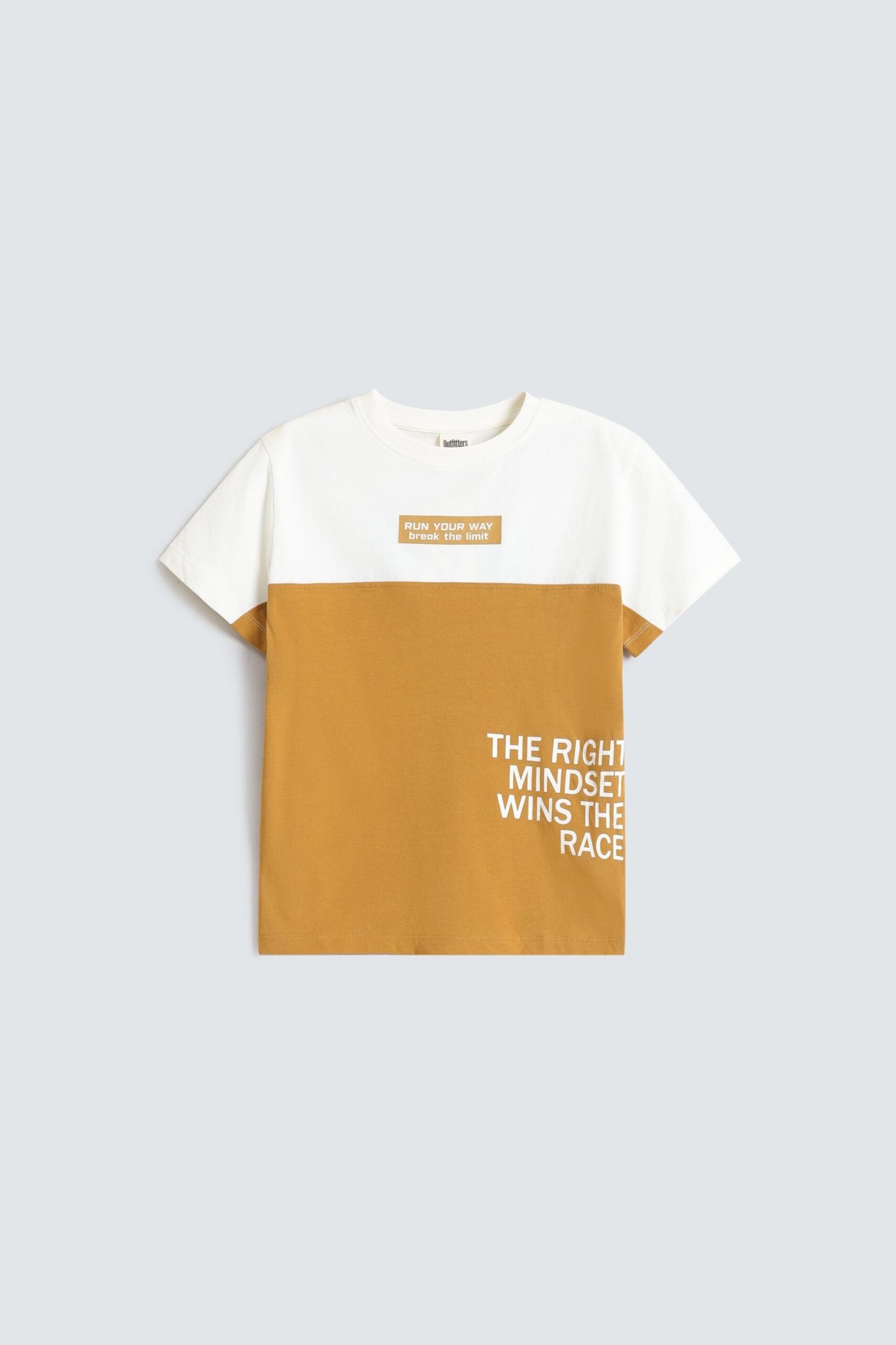 Cut & Sew Slogan Print T-Shirt