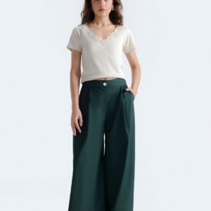 Cropped T-Shirt With Lace Detail