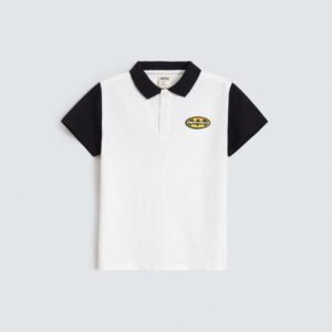 Color Block Polo Shirt with Label Patch