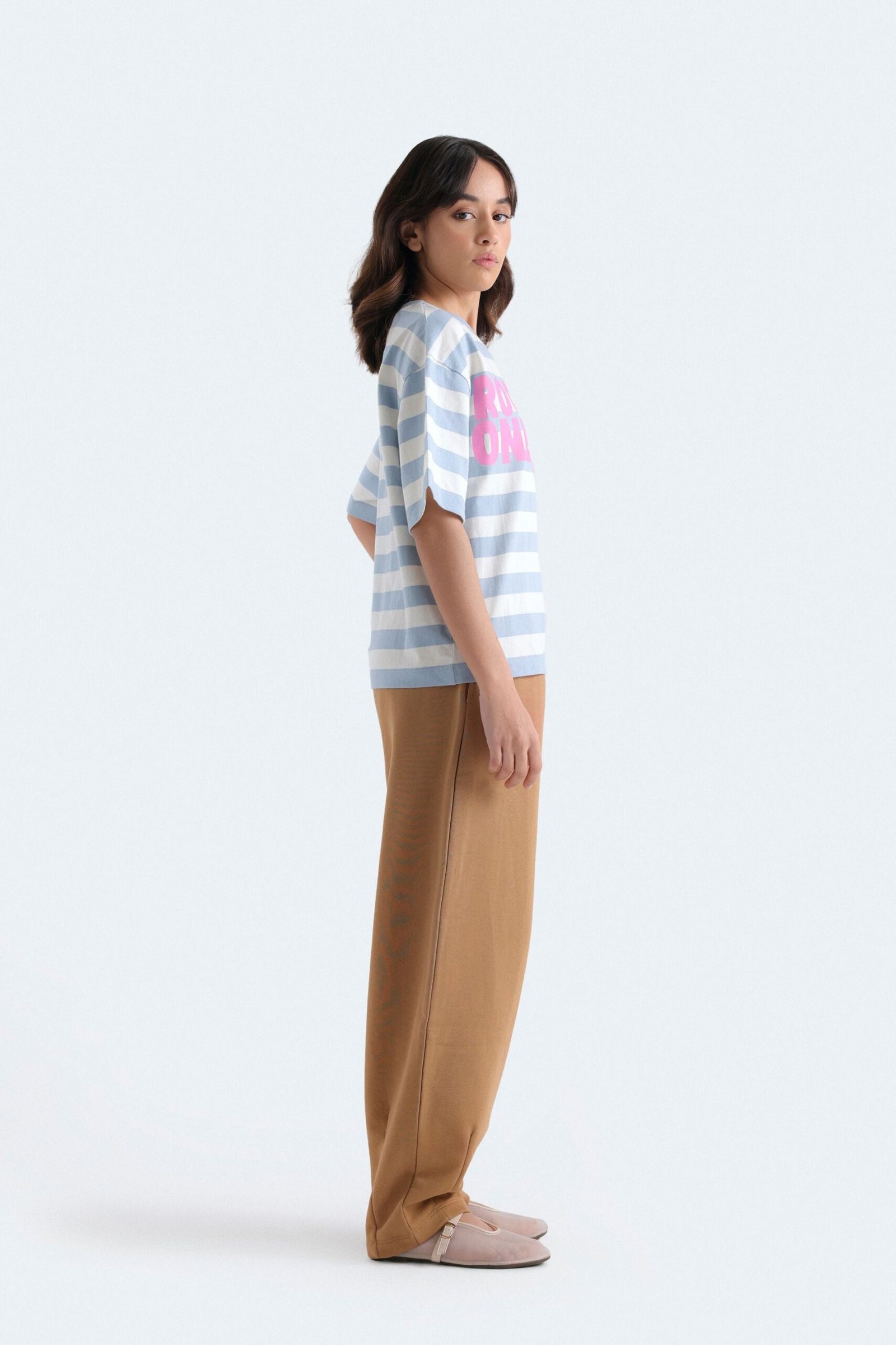 Slogan Print Striped T-Shirt - Image 3