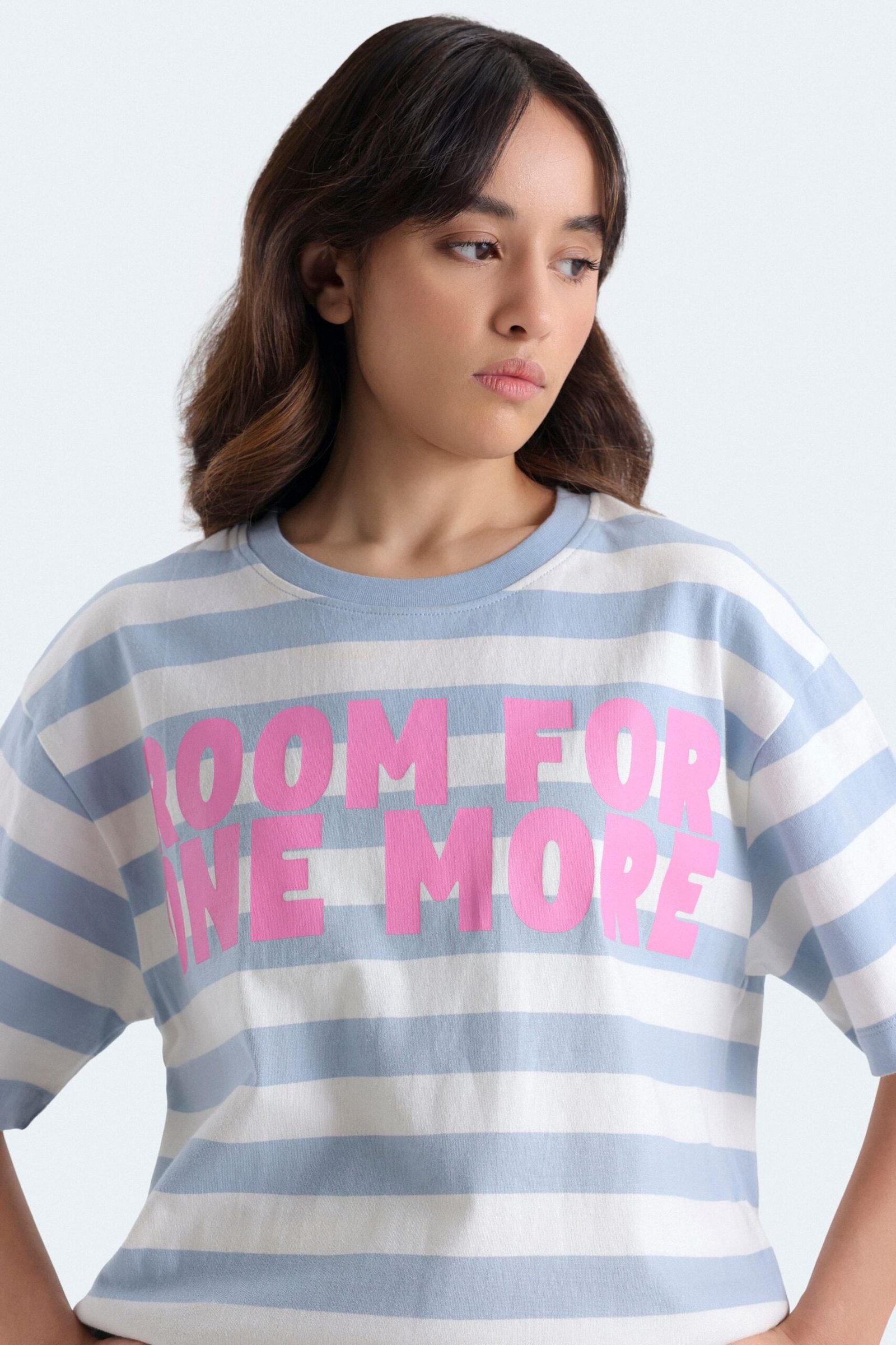 Slogan Print Striped T-Shirt - Image 2