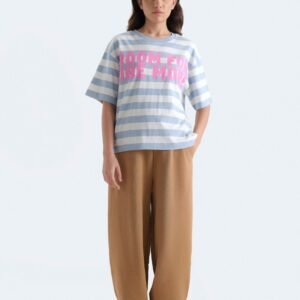 Slogan Print Striped T-Shirt