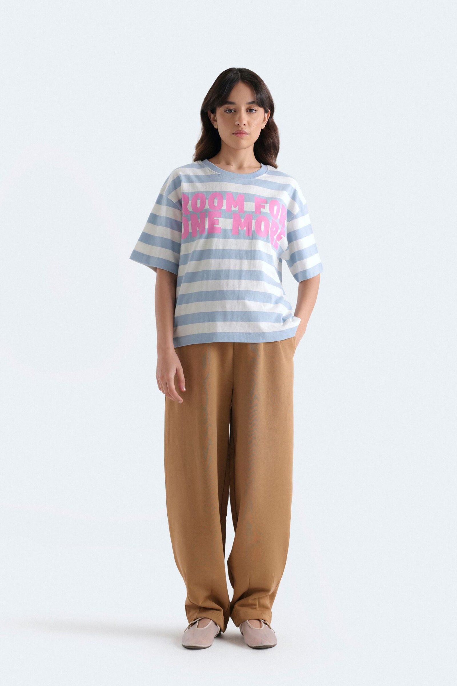 Slogan Print Striped T-Shirt
