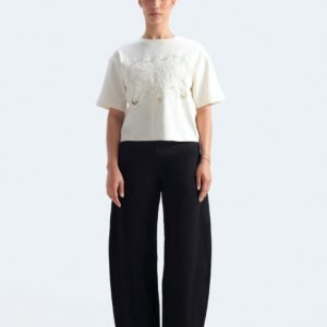 Cropped Embroidered T-Shirt