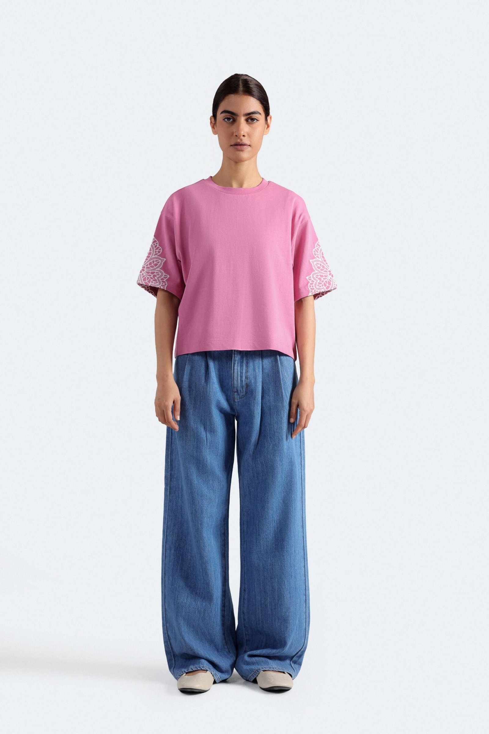Cropped Embroidered T-Shirt