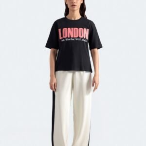 Cropped Slogan Print T-Shirt