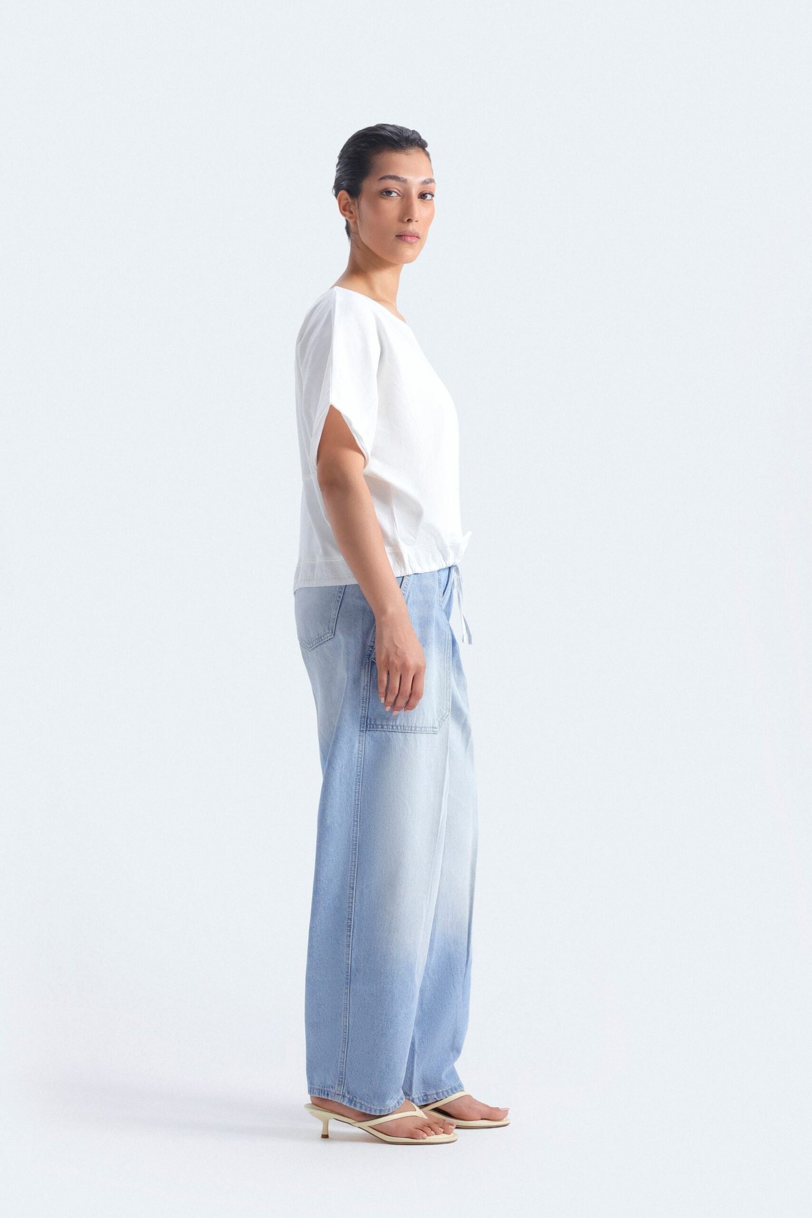 Cropped T-Shirt With Bow Detail - Image 11