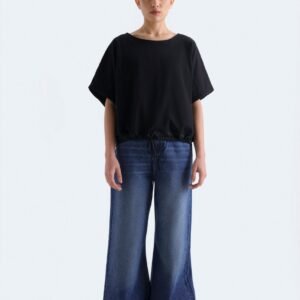 Cropped T-Shirt With Bow Detail