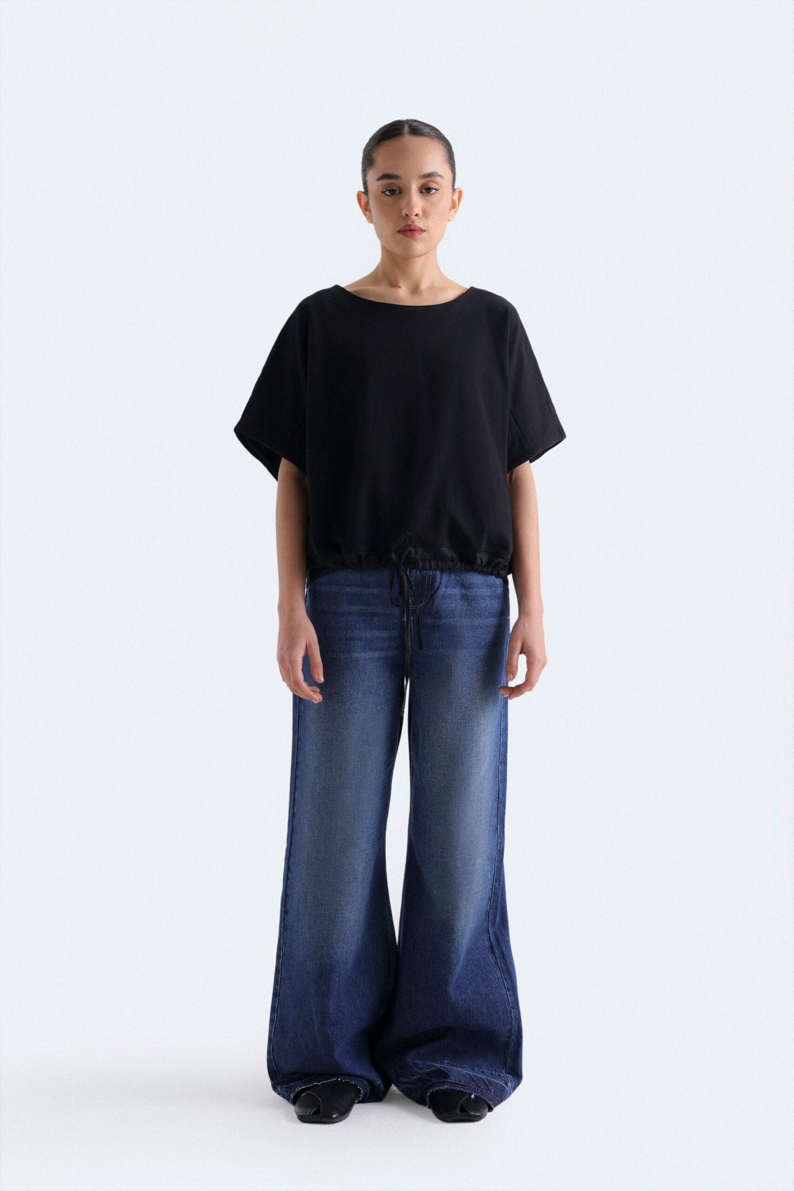 Cropped T-Shirt With Bow Detail