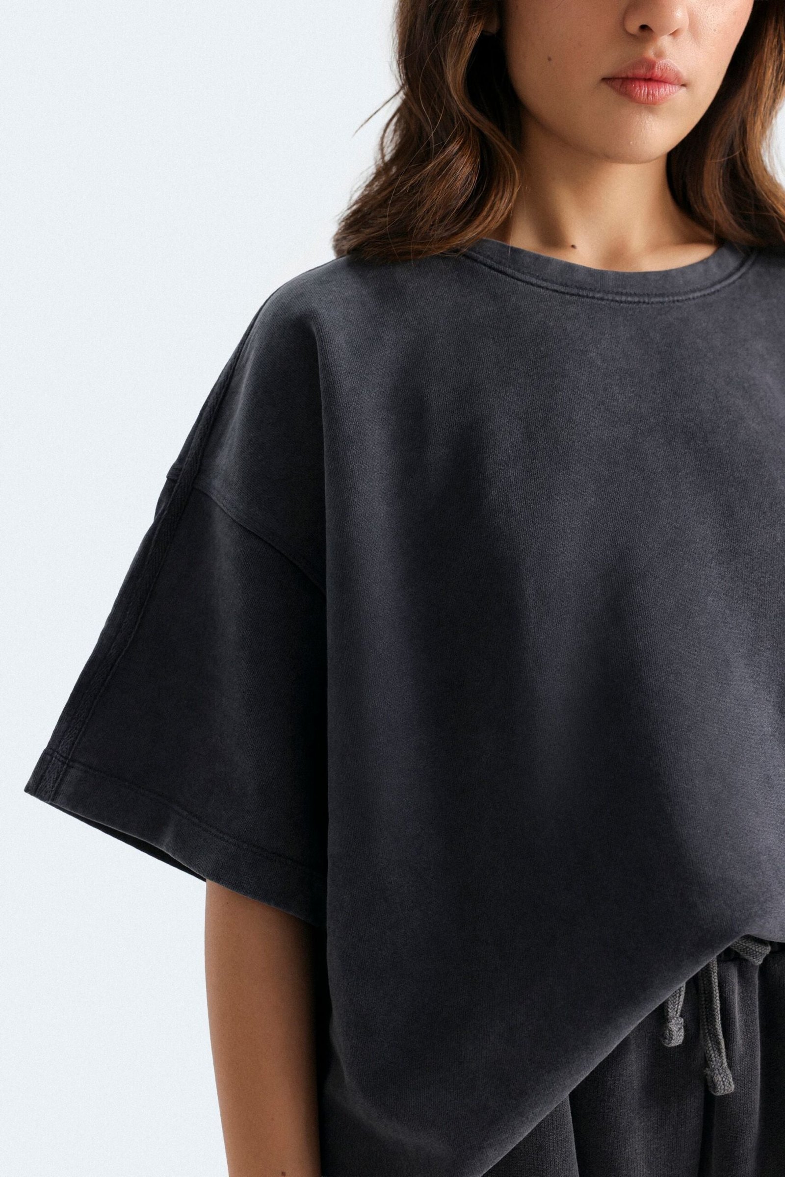 Crew Neck T-Shirt With Side Slit - Image 2