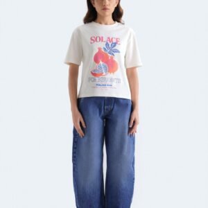 Cropped Embroidered Graphic T-Shirt
