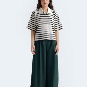 Cropped Striped Polo Shirt