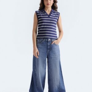 Cropped Ribbed Polo Shirt