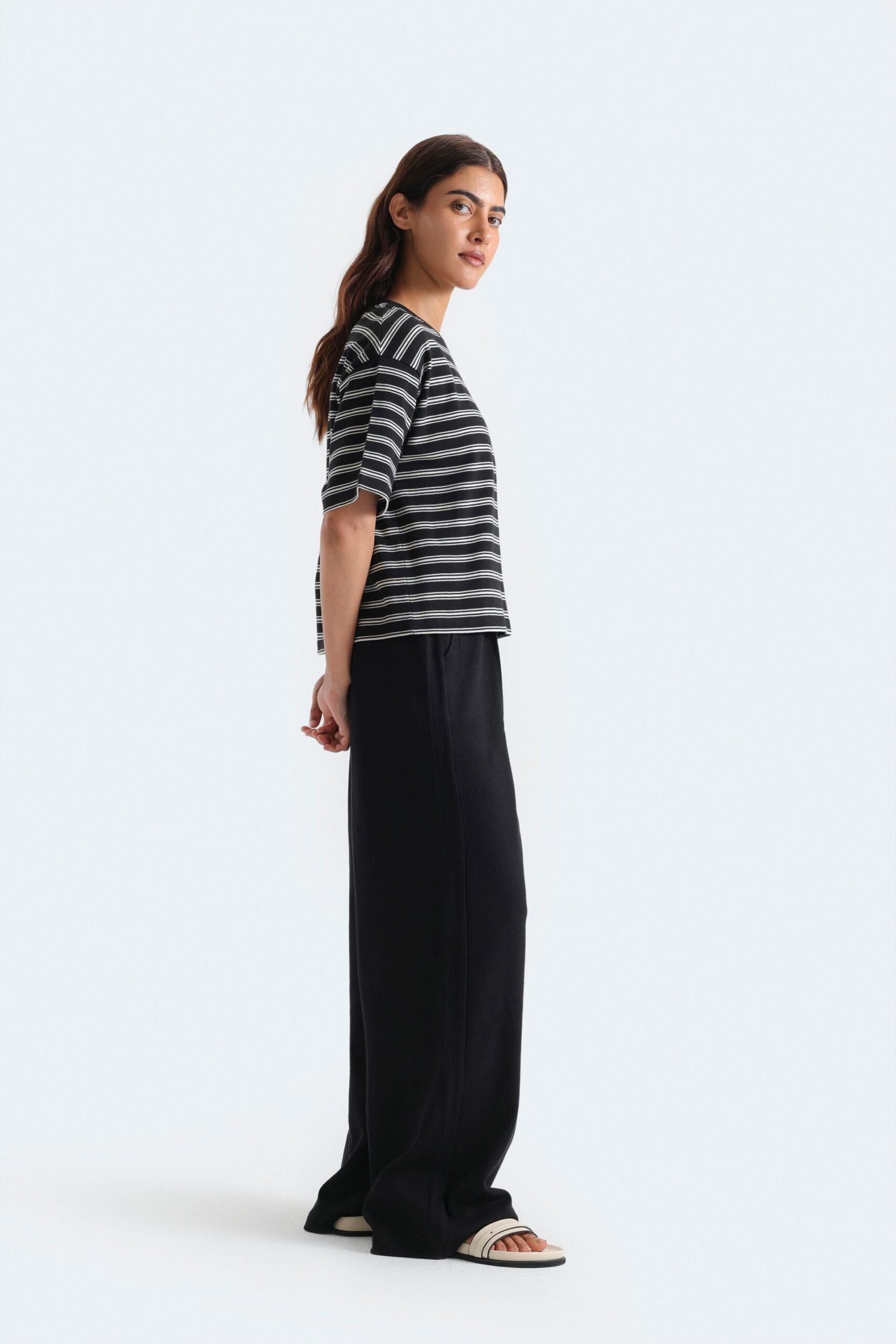 Wide Leg Knit Trousers - Image 3