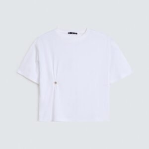 Crew Neck T-Shirt With Brooch Pin