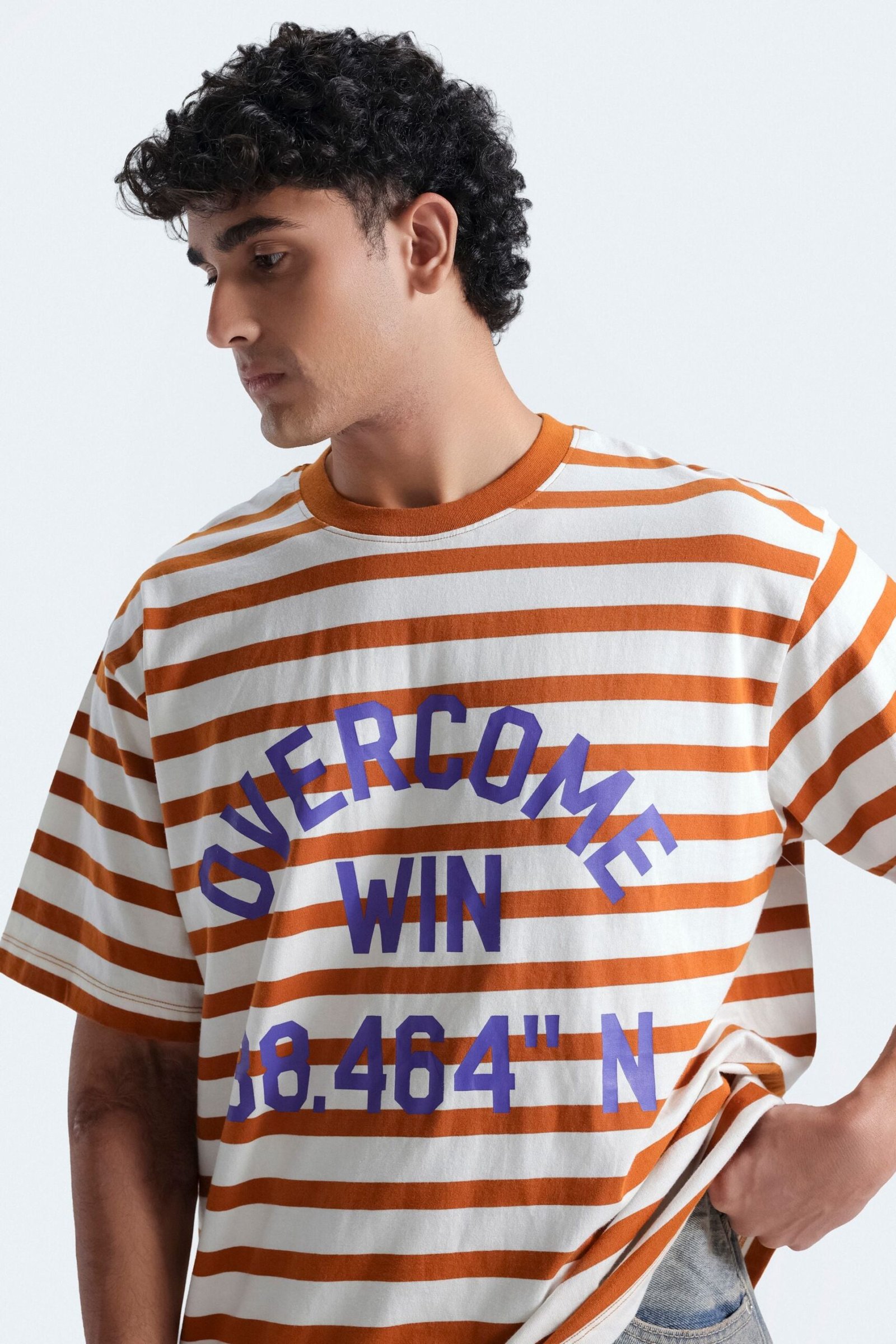 Slogan Print Striped T-Shirt - Image 2
