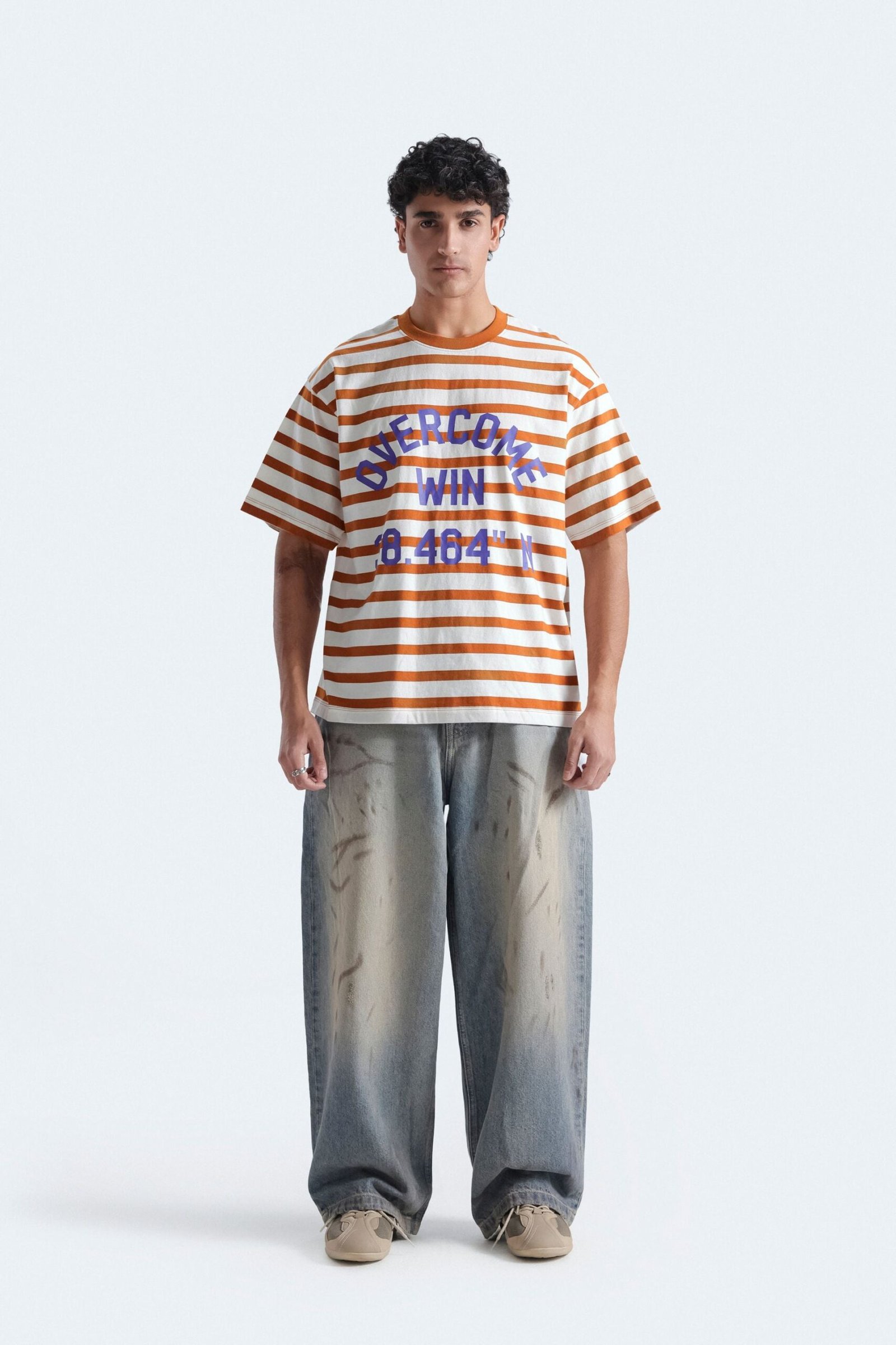 Slogan Print Striped T-Shirt