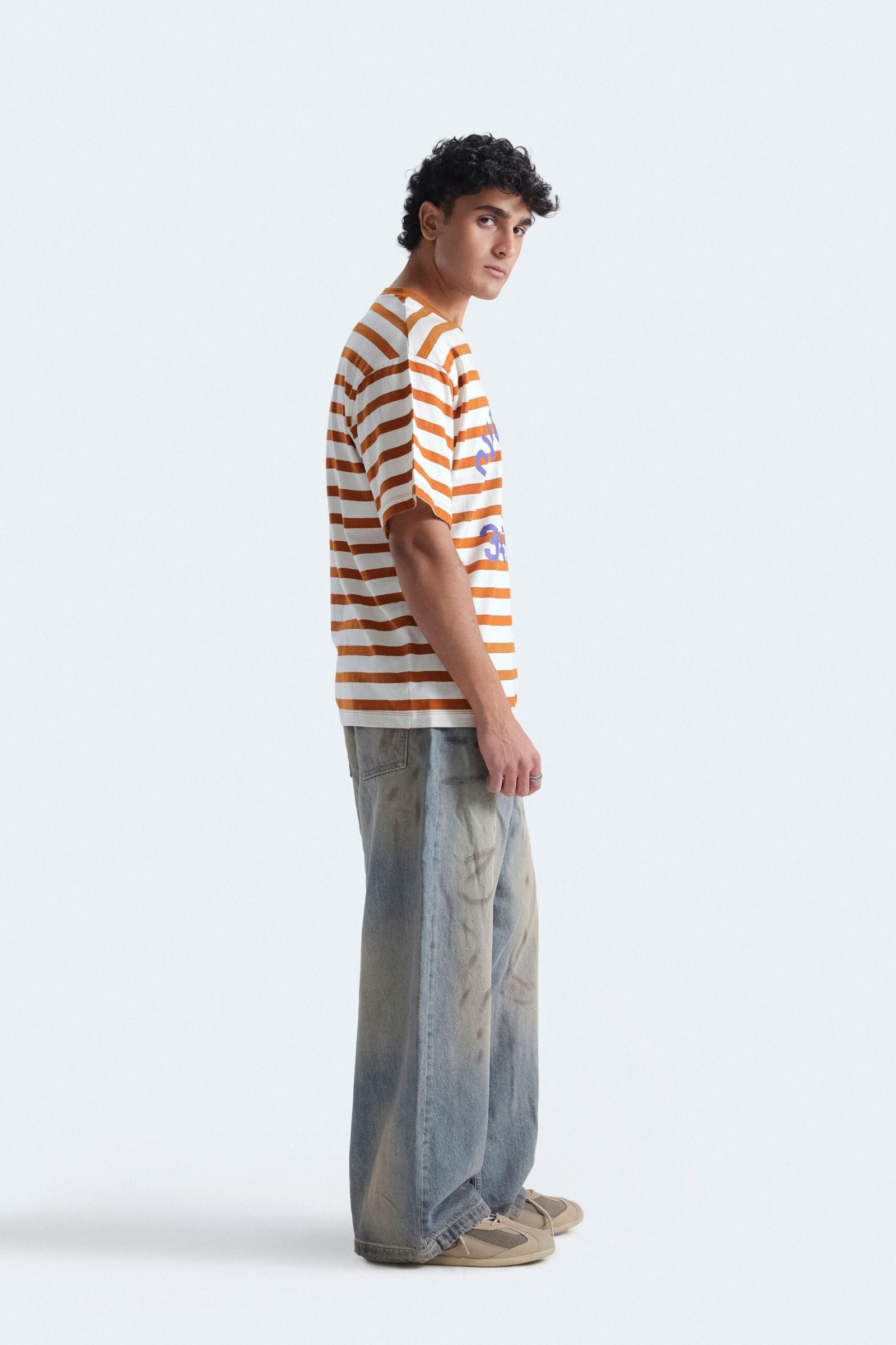 Slogan Print Striped T-Shirt - Image 3