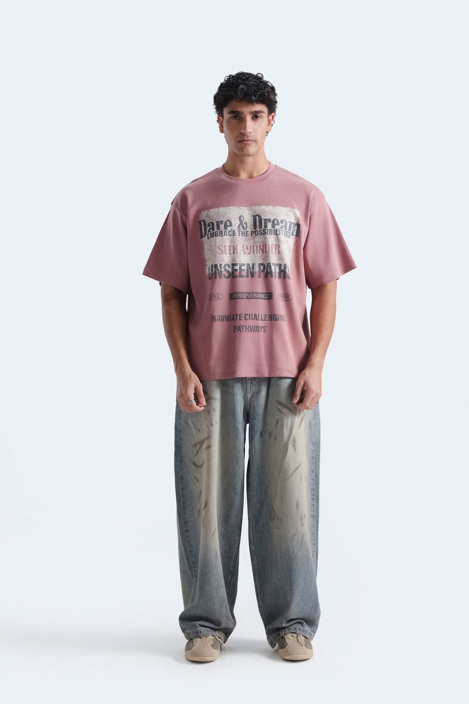 Slogan Print T-Shirt With Label Patch