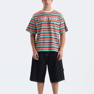 Striped Slogan Print T-Shirt