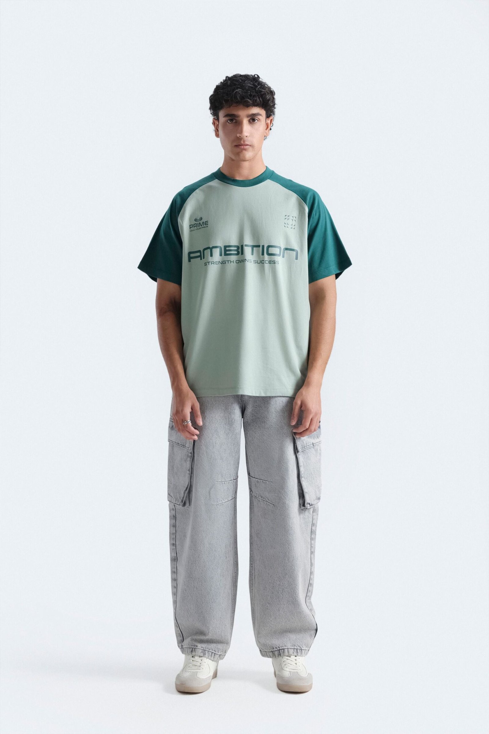 Color-Block Slogan Print T-Shirt