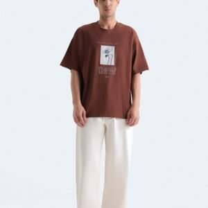 Slogan Print T-Shirt With Label Patch