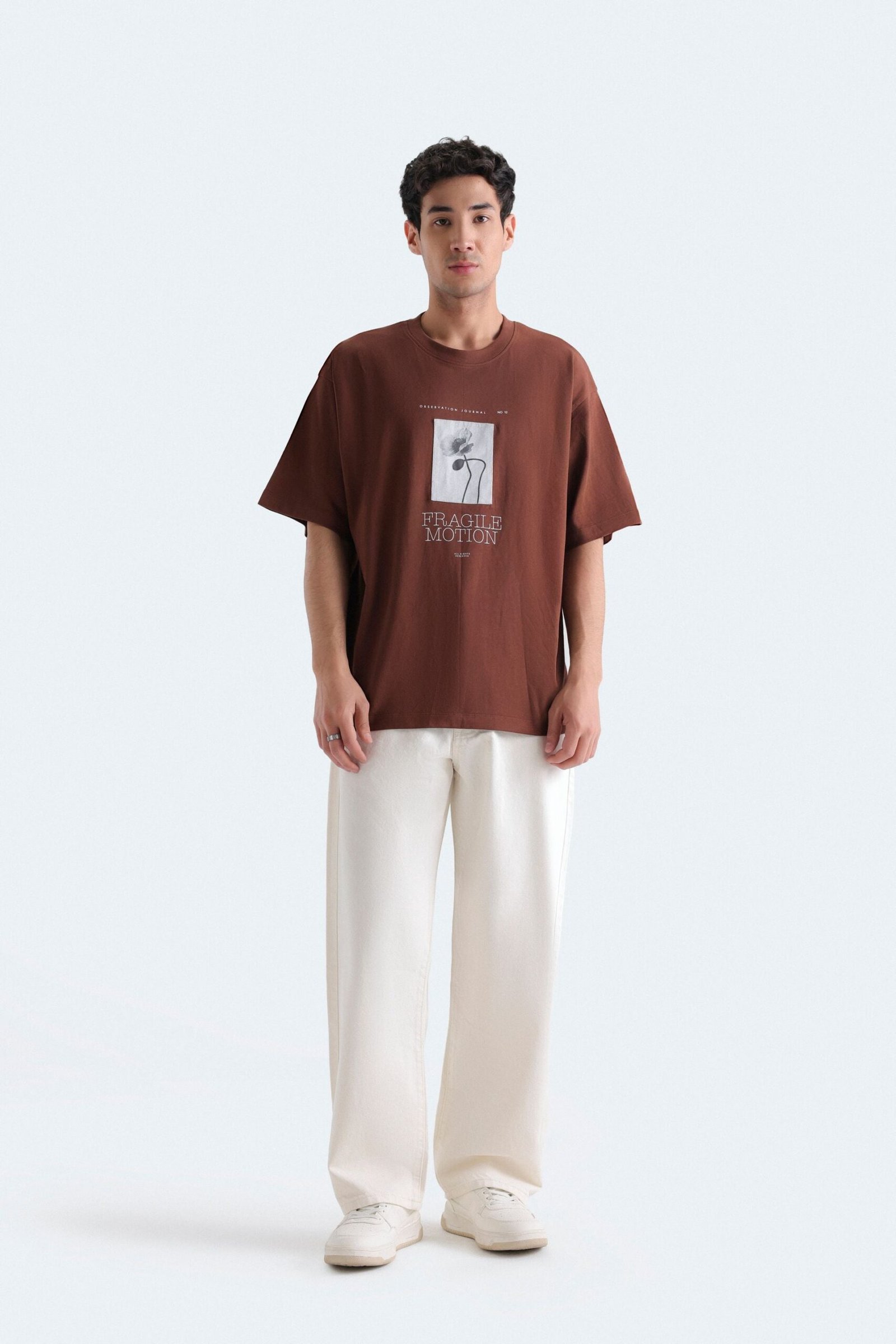 Slogan Print T-Shirt With Label Patch