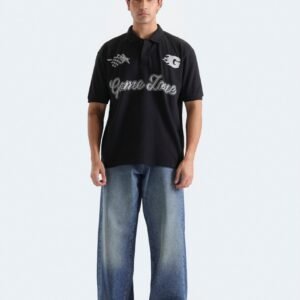 Slogan Print Polo Shirt