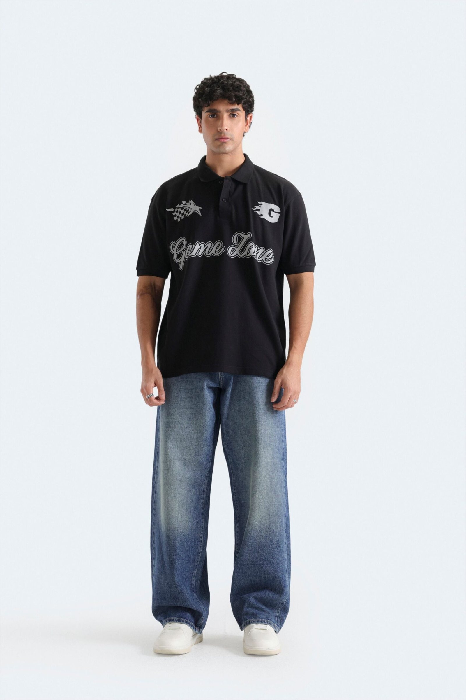 Slogan Print Polo Shirt