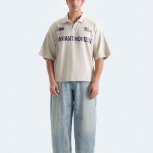 Slogan Print Polo Shirt