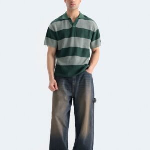 Textured Striped Polo Shirt
