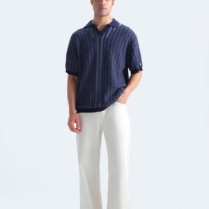 Contrast Knit Polo Shirt