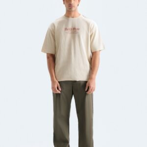Textured Slogan Print T-Shirt