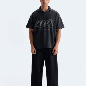 Washed Out Slogan Print Polo Shirt