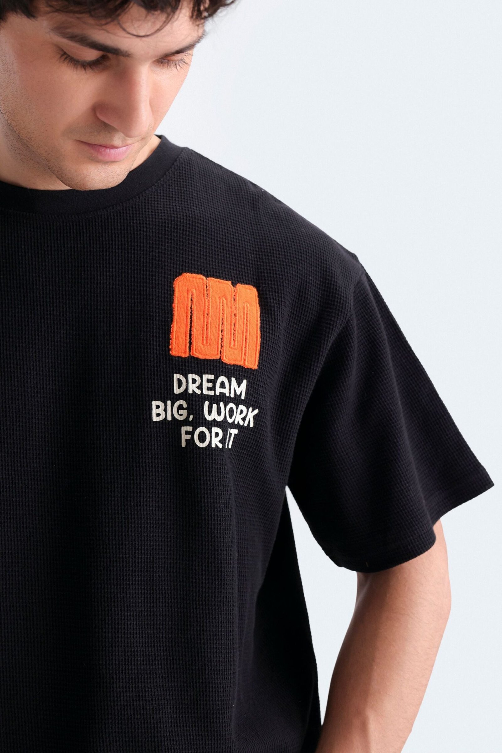 Embroidered Textured T-Shirt - Image 2