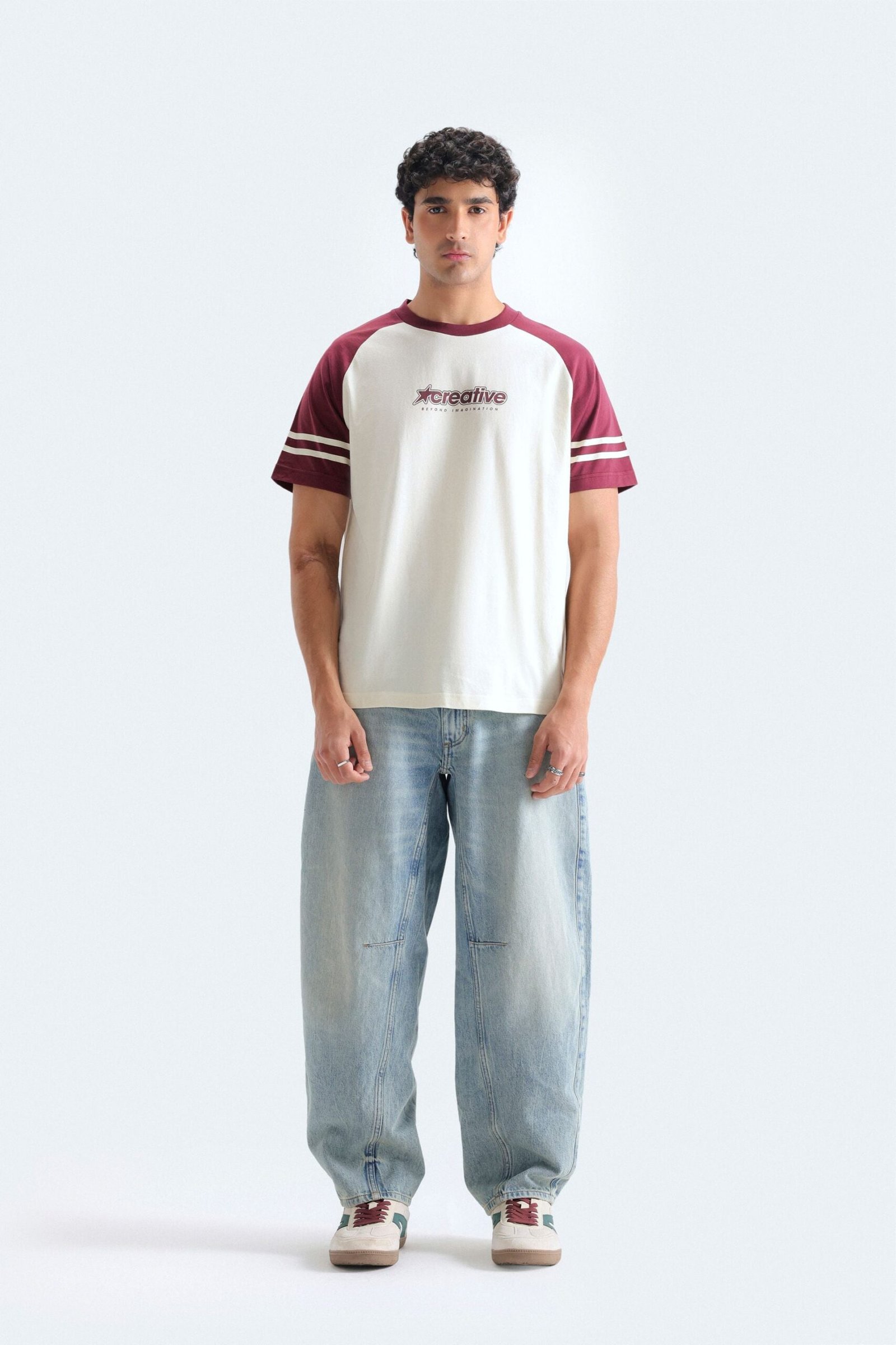 Color Block Slogan Print T-Shirt