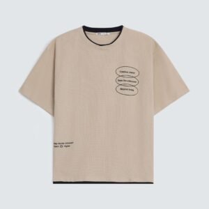 Textured Slogan Print T-Shirt